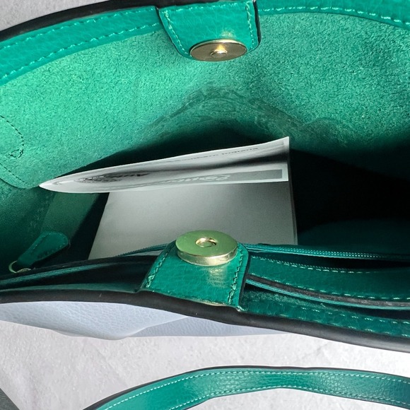 Coach Tote 27 Colorblock Pebbled Leather Horse Carriage Twilight Blue Authentic - Picture 11 of 16